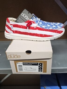 Hey Dude Wendy Slip-On Sneakers in Red, White & Blue Stars